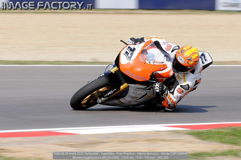 2009-09-26 Imola 2325 Tamburello - Superbike - Free Practice - Vittorio Iannuzzo - Honda CBR1000RR
